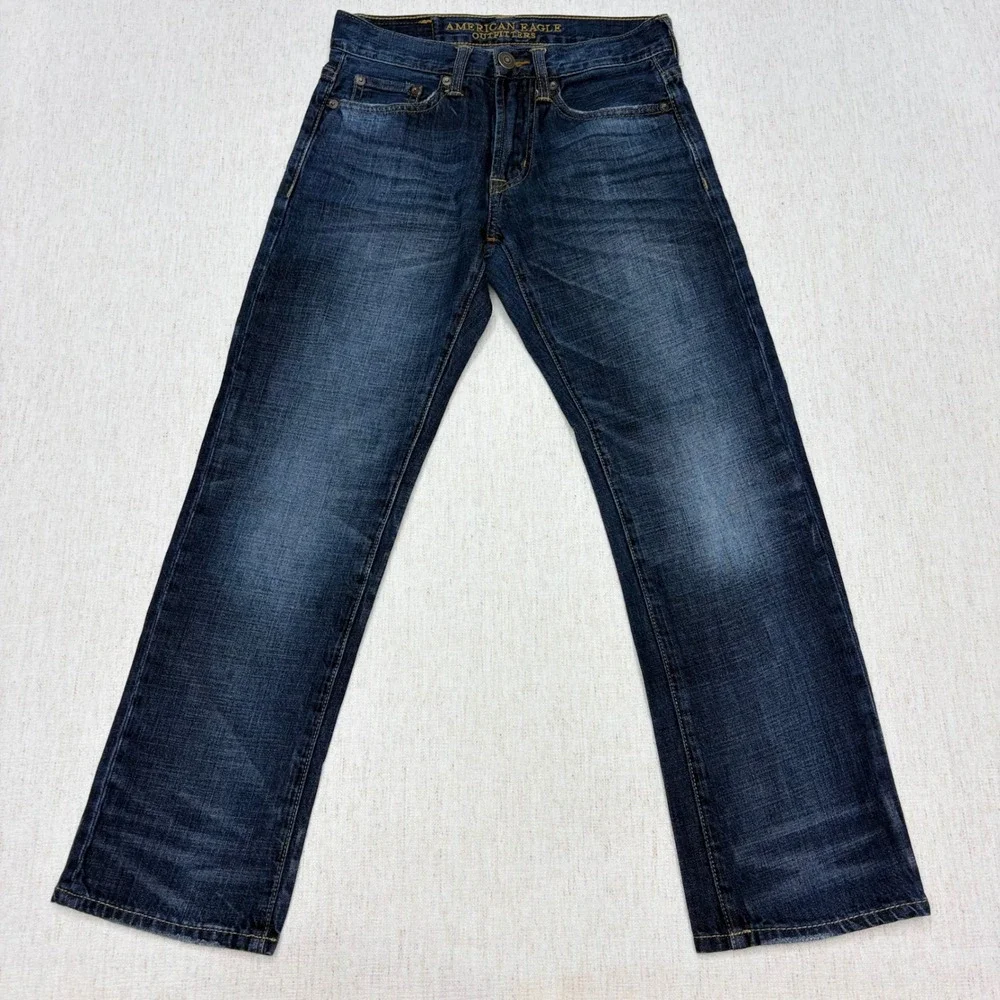 American Eagle Slim Straight Dark Wash Jeans Mens 26x28 100% Cotton Made In 2013